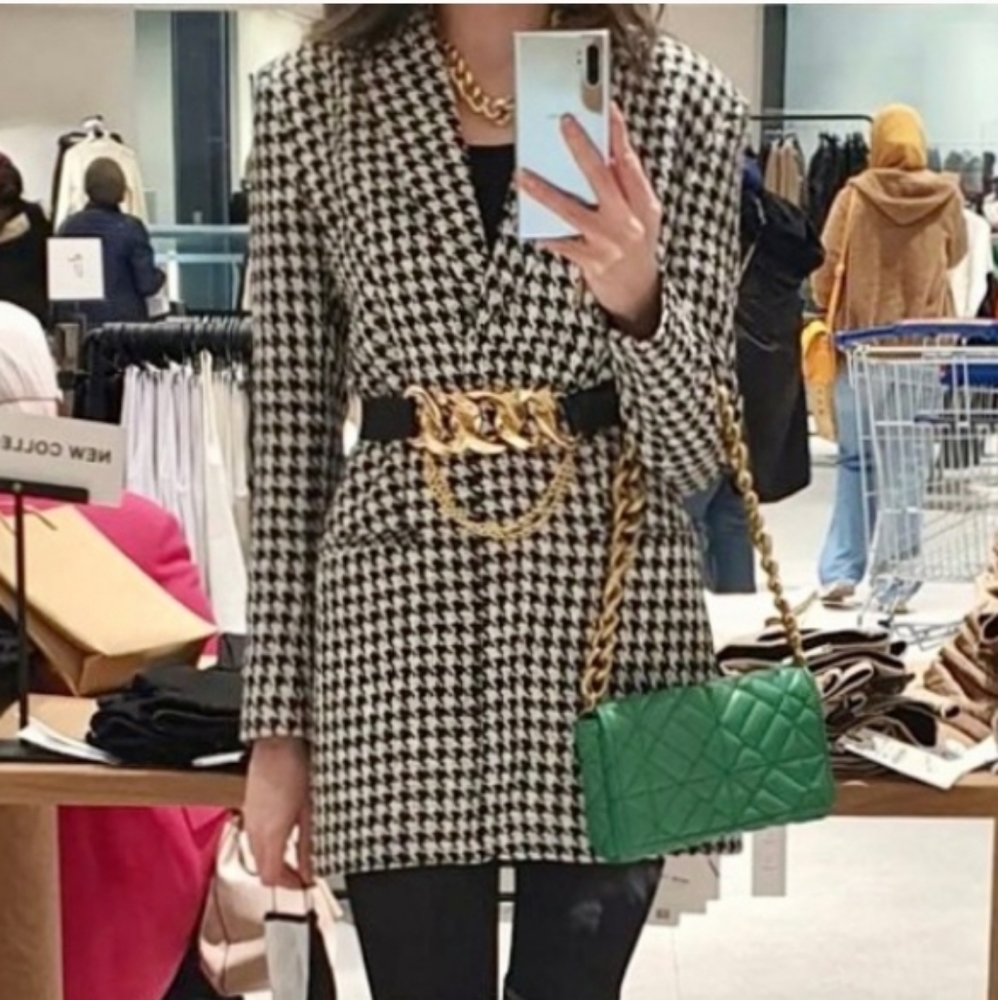 Zara* Houndstooth blazer dress with shoulder pads - Picture 9 of 16